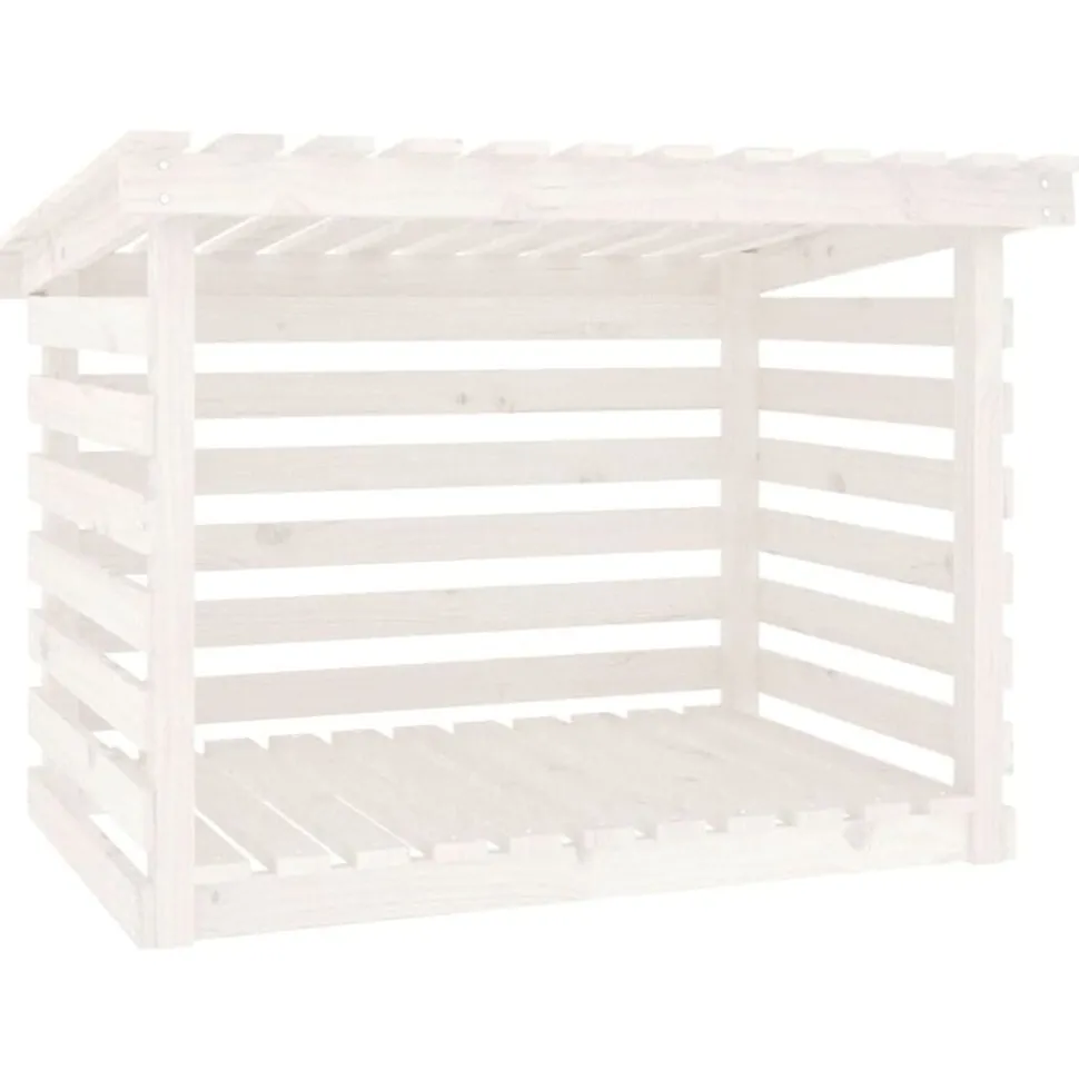 vidaXL Haardhoutrek 108x73x79 cm massief grenenhout wit