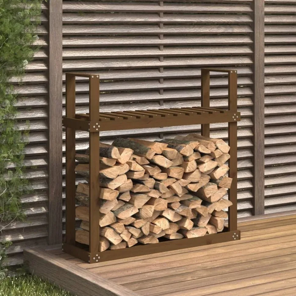vidaXL Haardhoutrek 110x35x108,5 cm massief grenenhout honingbruin