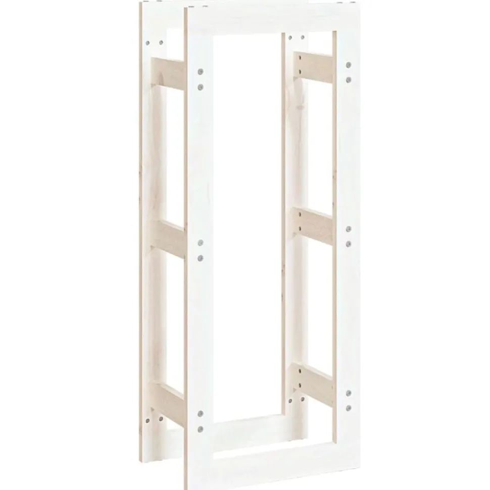 vidaXL Haardhoutrek 41x25x100 cm massief grenenhout wit