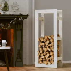 vidaXL Haardhoutrek 41x25x100 cm massief grenenhout wit