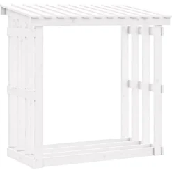 vidaXL Haardhoutrek 108x64,5x109 cm massief grenenhout wit
