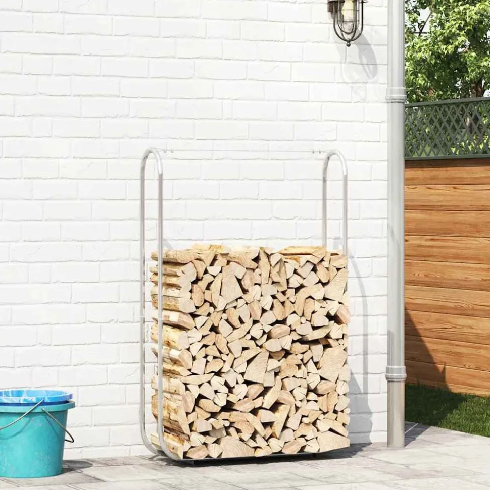 vidaXL Haardhoutrek 100x25x150 cm gegalvaniseerd staal
