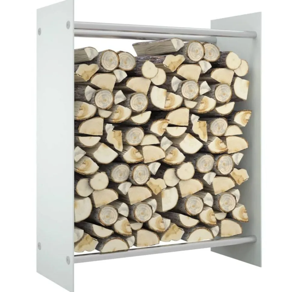 vidaXL Haardhoutrek 80x35x100 cm gehard glas wit