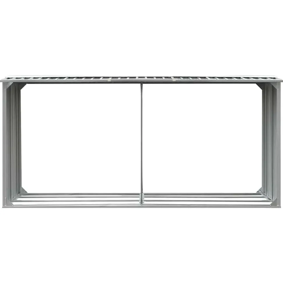 vidaXL Haardhoutschuur 330x92x153 cm gegalvaniseerd staal grijs