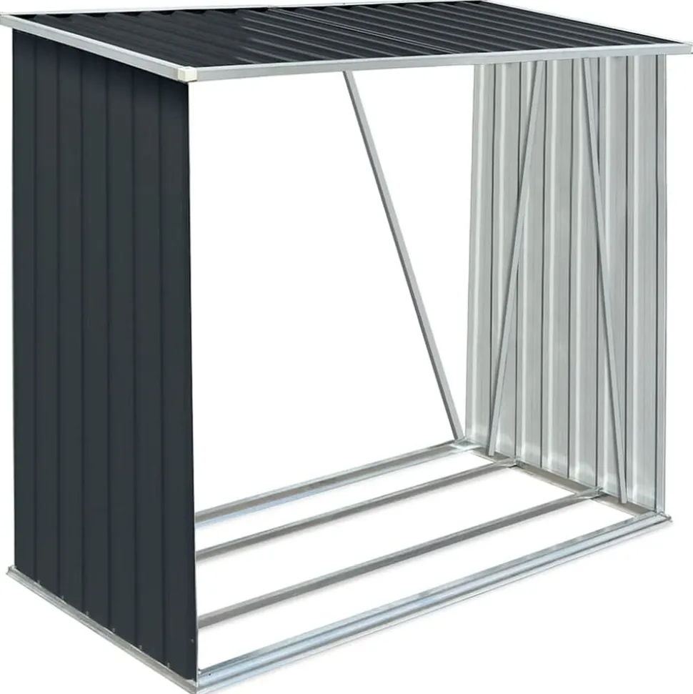 vidaXL Haardhoutschuur 163x83x154 cm gegalvaniseerd staal antraciet