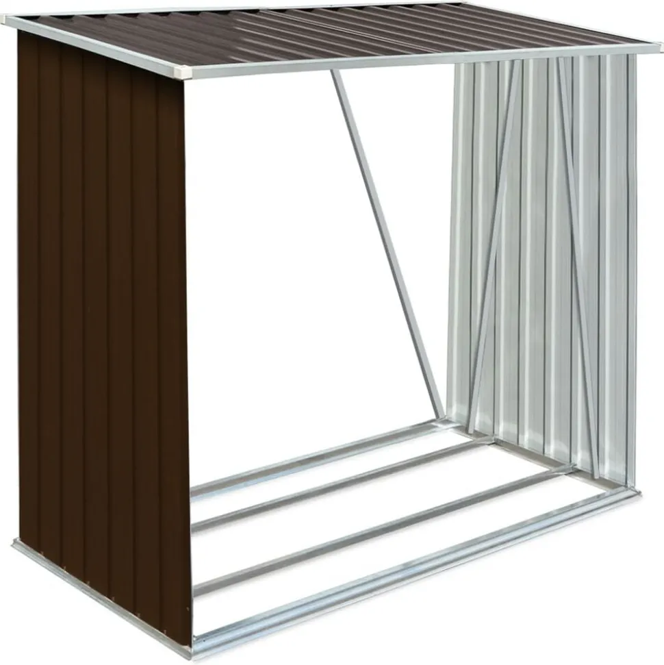 vidaXL Haardhoutschuur 163x83x154 cm gegalvaniseerd staal bruin