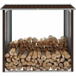 vidaXL Haardhoutschuur 172x91x154 cm gegalvaniseerd staal bruin