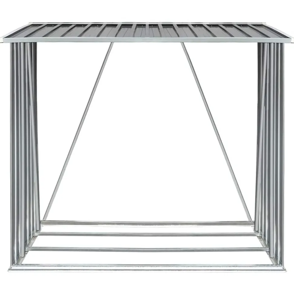 vidaXL Haardhoutschuur 163x83x154 cm gegalvaniseerd staal grijs