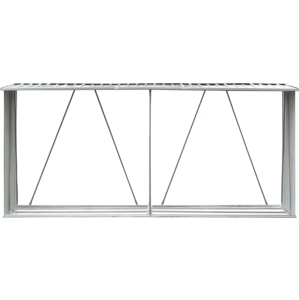 vidaXL Haardhoutschuur 330x84x152 cm gegalvaniseerd staal groen