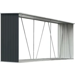 vidaXL Haardhoutschuur 330x84x152 cm gegalvaniseerd staal antraciet