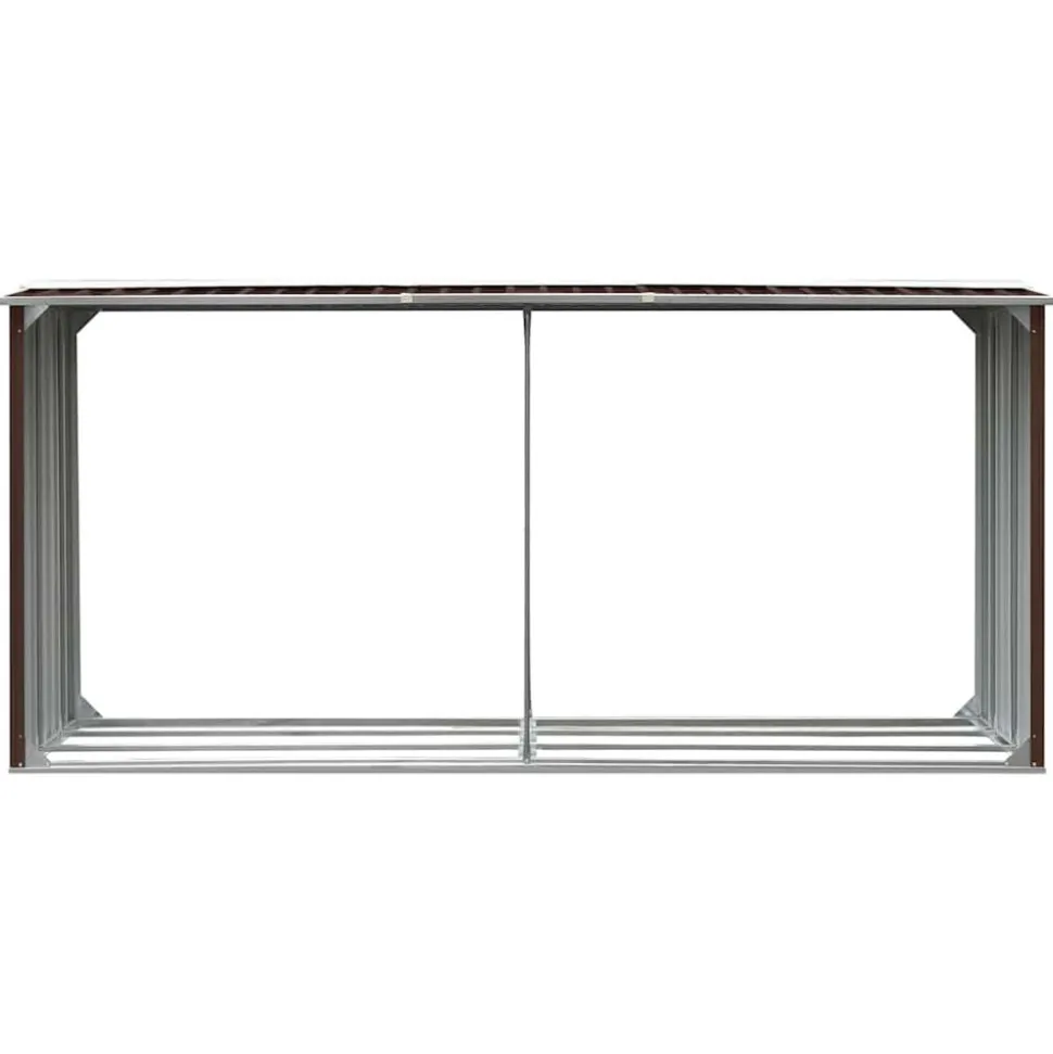 vidaXL Haardhoutschuur 330x92x153 cm gegalvaniseerd staal bruin
