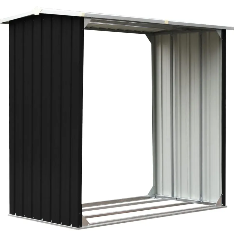 vidaXL Haardhoutschuur 172x91x154 cm gegalvaniseerd staal antraciet