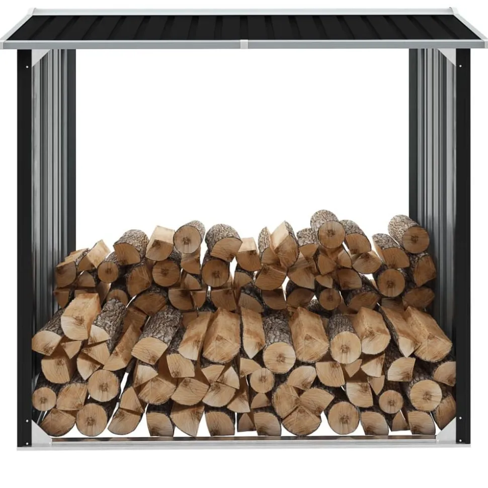 vidaXL Haardhoutschuur 172x91x154 cm gegalvaniseerd staal antraciet