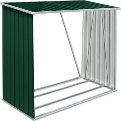 vidaXL Haardhoutschuur 163x83x154 cm gegalvaniseerd staal groen