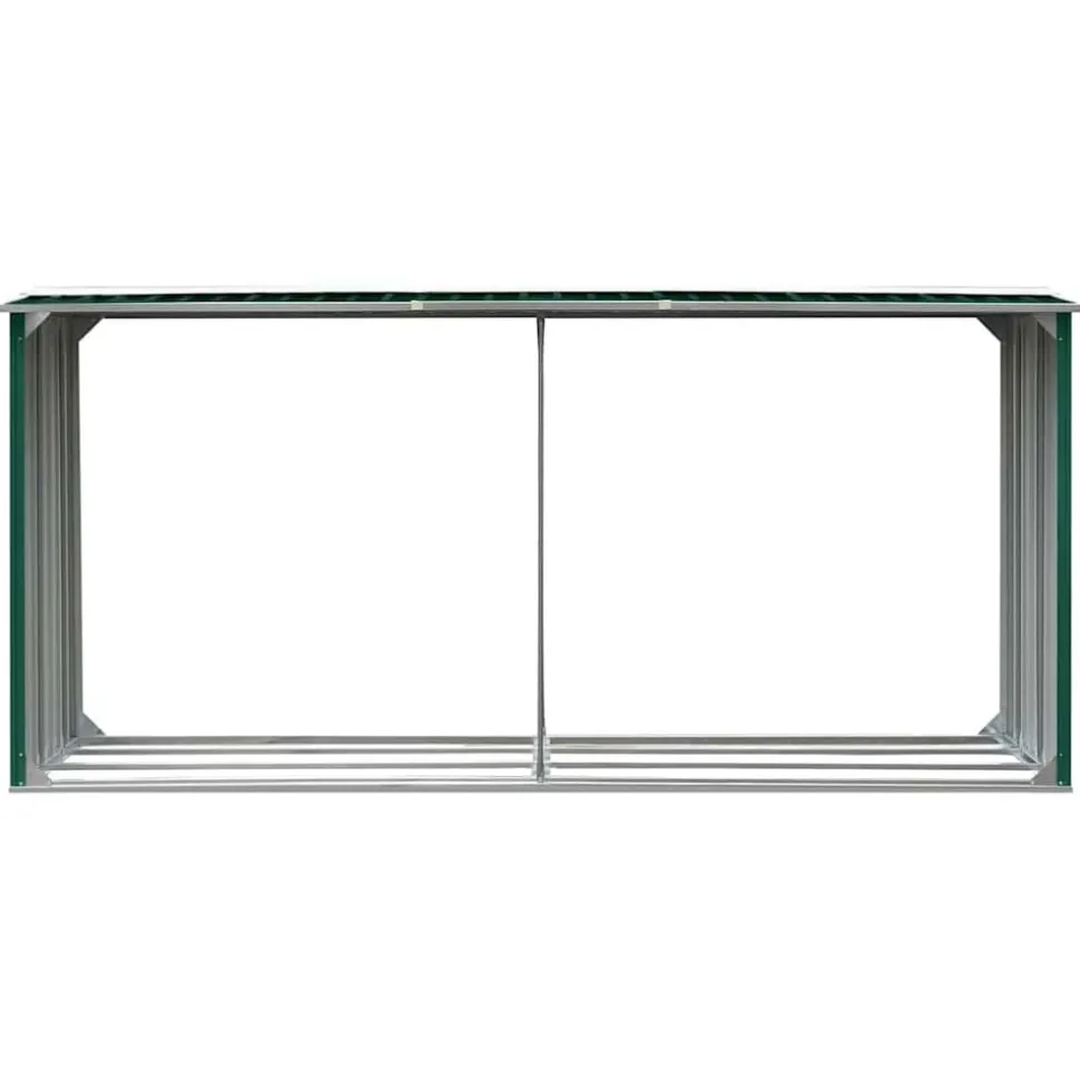 vidaXL Haardhoutschuur 330x92x153 cm gegalvaniseerd staal groen