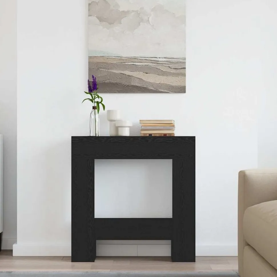 vidaXL Haardombouw 81x18x82 cm spaanplaat zwart eikenkleurig
