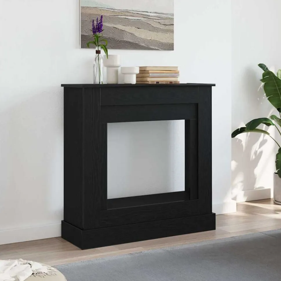 vidaXL Haardombouw 90x30x90 cm spaanplaat zwart eikenkleurig