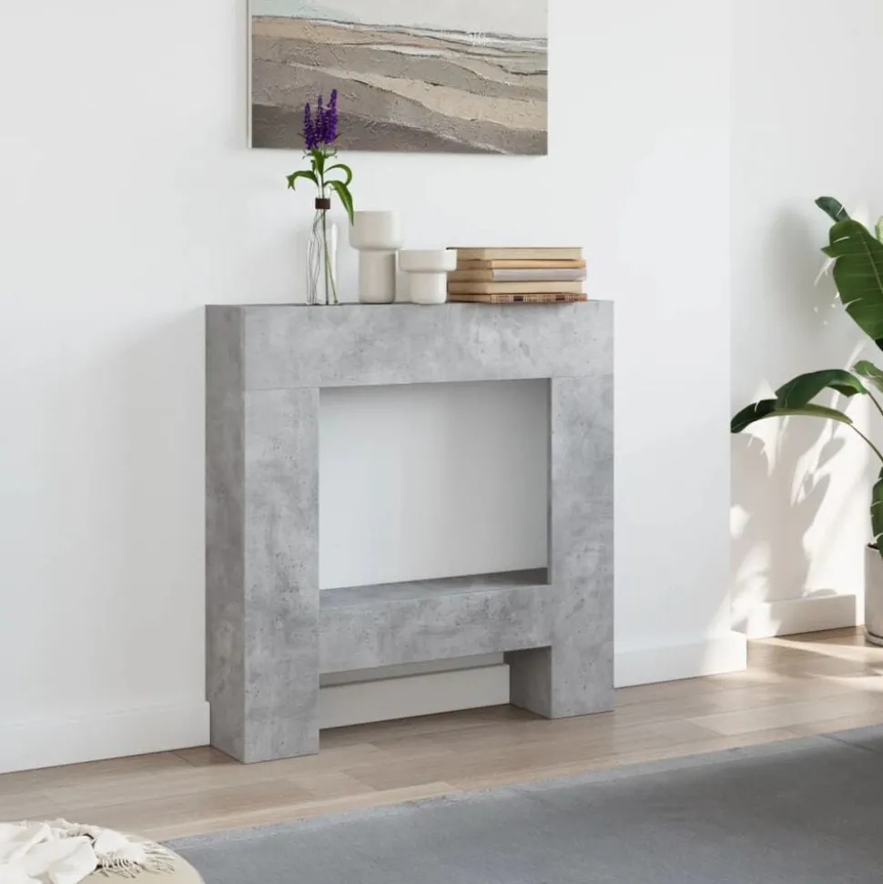 vidaXL Haardombouw 81x18x82 cm bewerkt hout betongrijs