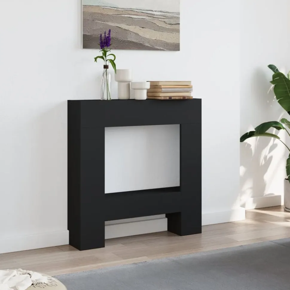 vidaXL Haardombouw 81x18x82 cm bewerkt hout zwart