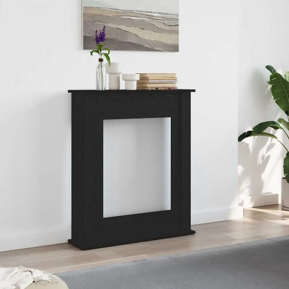 vidaXL Haardombouw Zwarte Eiken 75x20x87,5 cm Engineered Wood