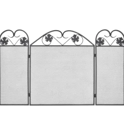 vidaXL Haardscherm 3 panelen ijzer zwart