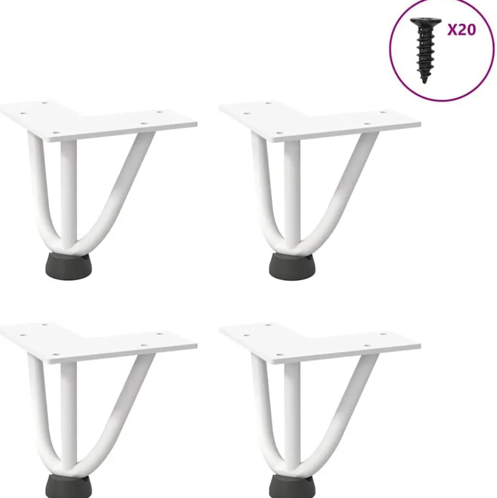 vidaXL Haarnadelpoten voor Salontafel 4 st 10 cm massief staal wit