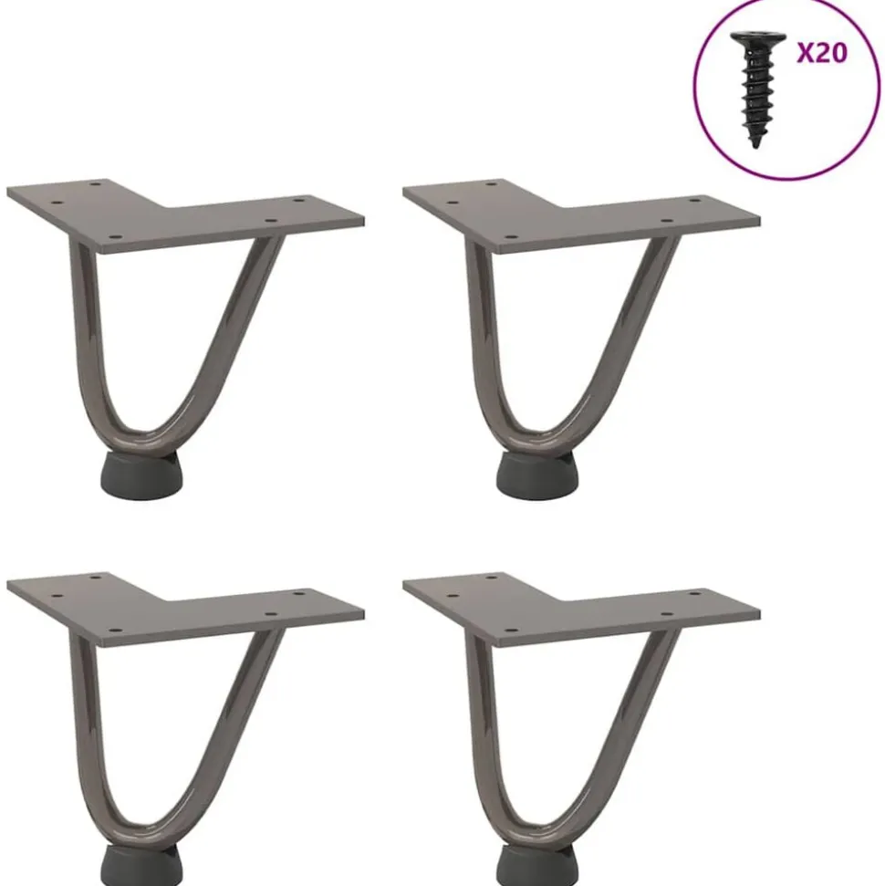 vidaXL Haarnadelpoten voor Salontafel 4 st 10 cm massief staal naturel