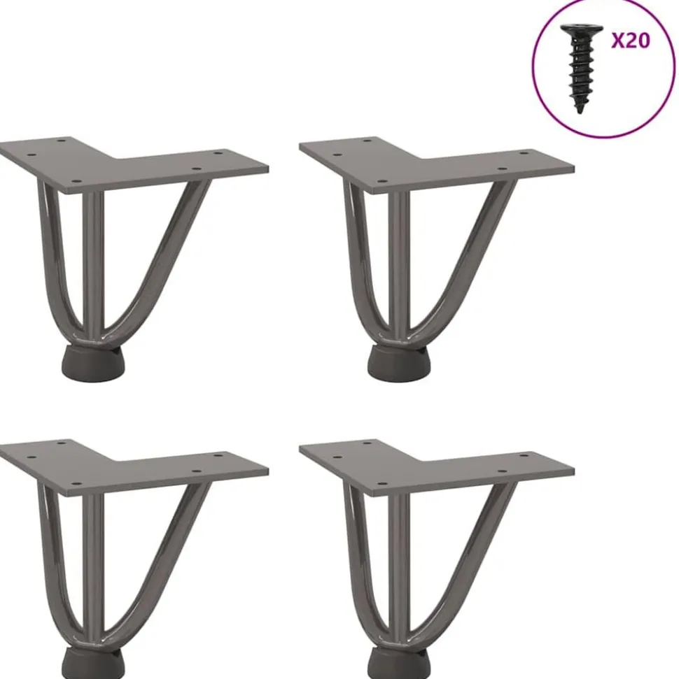 vidaXL Haarnadelpoten voor Salontafel 4 st 10 cm massief staal naturel