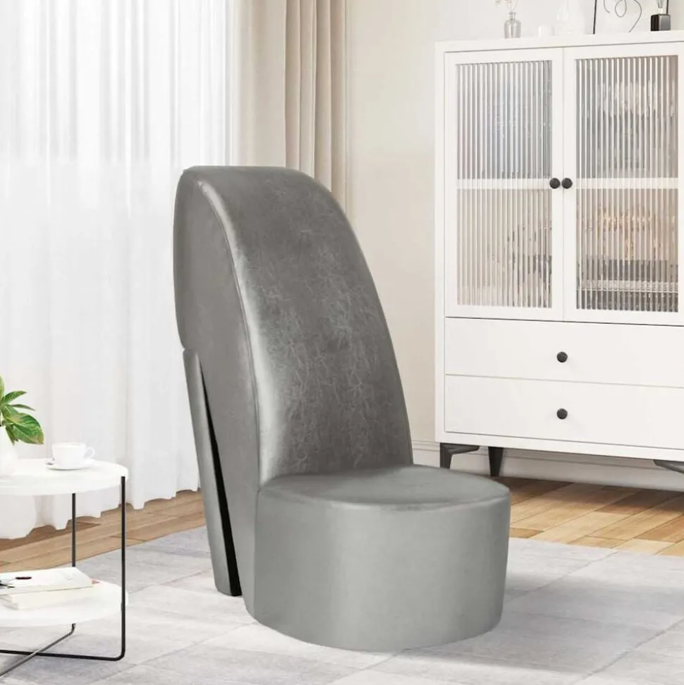 vidaXL Hakstoel kunstleer zilverkleurig
