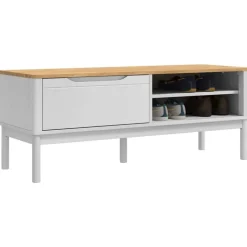 vidaXL Hal bank met lade FLORO Wit 115 x 40 x 45 cm Massief Vurenhout