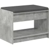vidaXL Halbank met kussen met plank Beton Grijs 63 x 38 x 45 cm