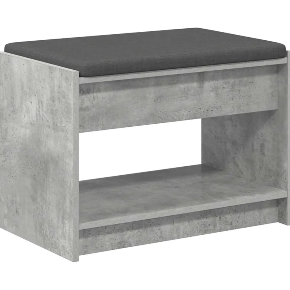 vidaXL Halbank met kussen met plank Beton Grijs 63 x 38 x 45 cm