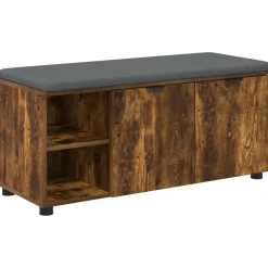 vidaXL Halbank met kussen met plank Gerookte Eik 100 x 38 x 46 cm