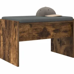 vidaXL Halbank met kussen Gerookt eiken 63 x 38 x 40 cm