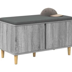 vidaXL Halbank met kussen met opslag Grijze Sonoma 80 x 38 x 46 cm