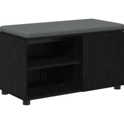 vidaXL Halbank met kussen met plank Zwarte Eik 80 x 38 x 46 cm