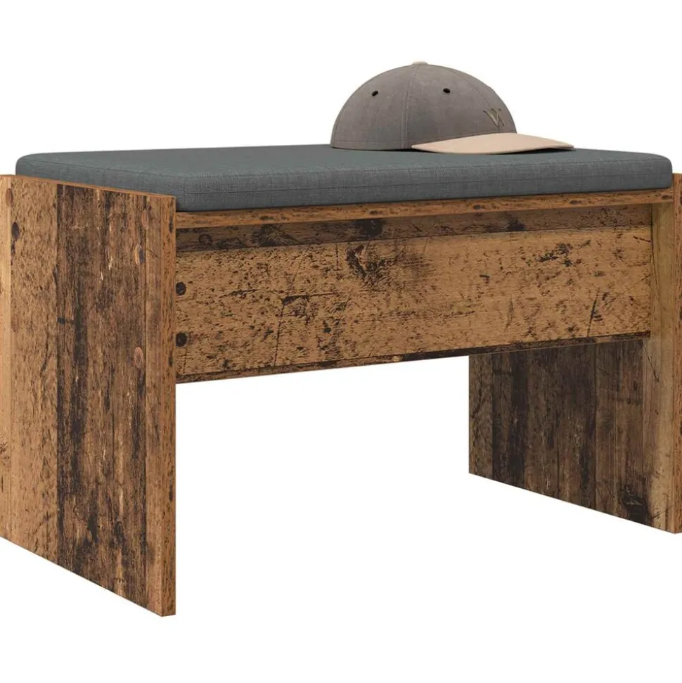 vidaXL Halbank met kussen Oudhout 63 x 38 x 40 cm