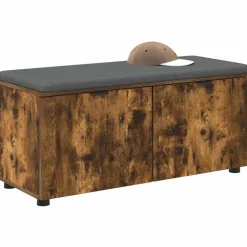 vidaXL Halbank met kussen met plank Gerookte Eik 100 x 38 x 46 cm