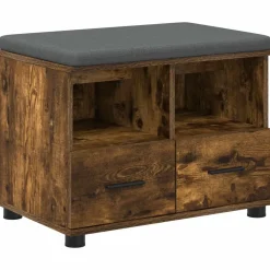 vidaXL Halbank met kussen met lade Gerookte Eik 60 x 38 x 46 cm