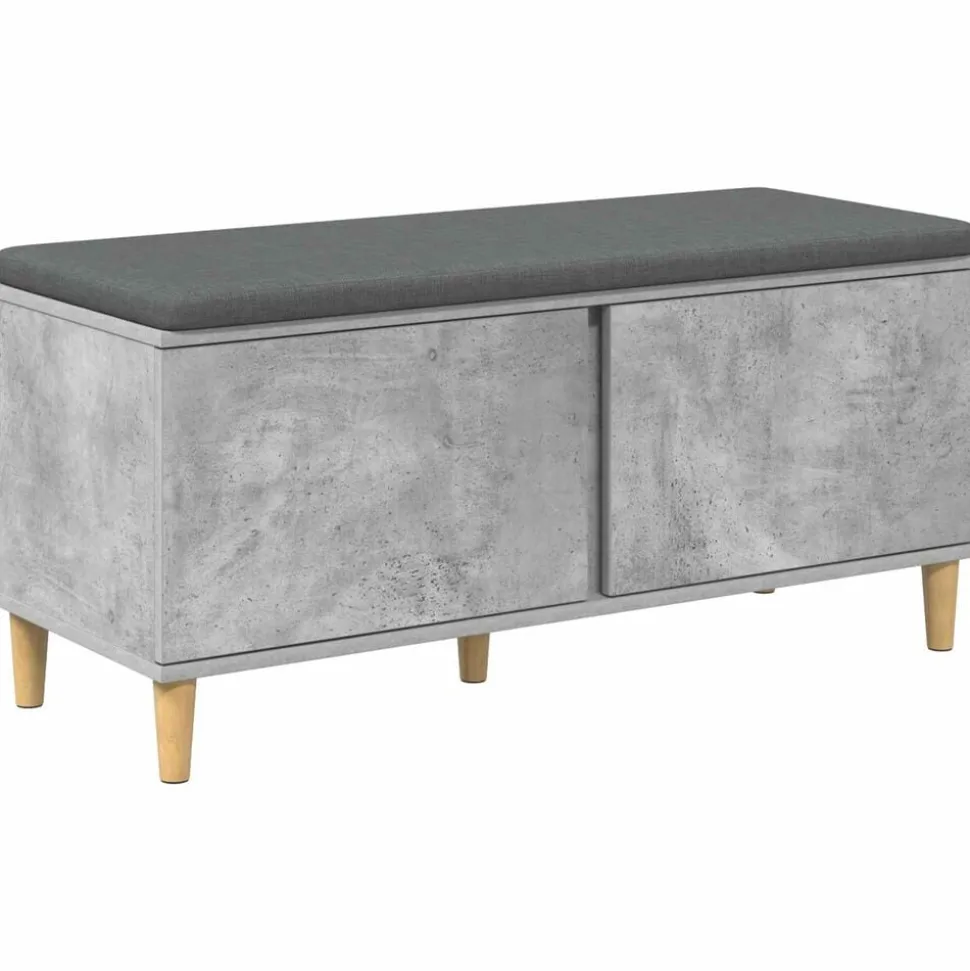 vidaXL Halbank met kussen met opslag Beton Grijs 100 x 38 x 46 cm