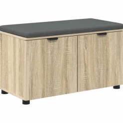vidaXL Halbank met kussen met plank Sonoma Eiken 80 x 38 x 46 cm