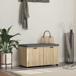 vidaXL Halbank met kussen met plank Sonoma Eiken 80 x 38 x 46 cm