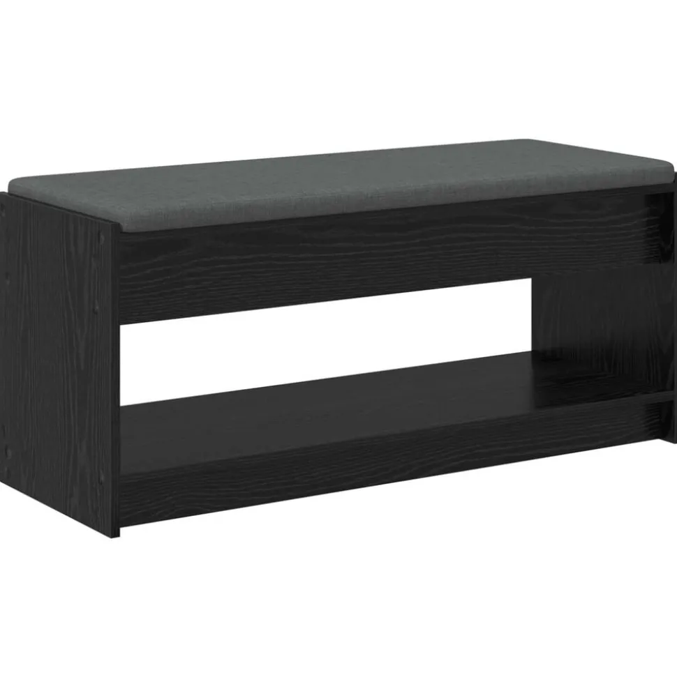vidaXL Halbank met kussen met plank Zwarte Eik 103 x 38 x 45 cm