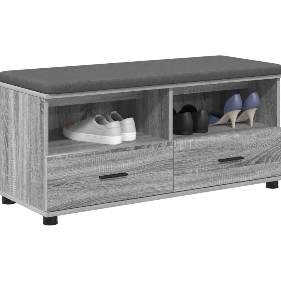 vidaXL Halbank met kussen met lade Grijze Sonoma 100 x 38 x 46 cm