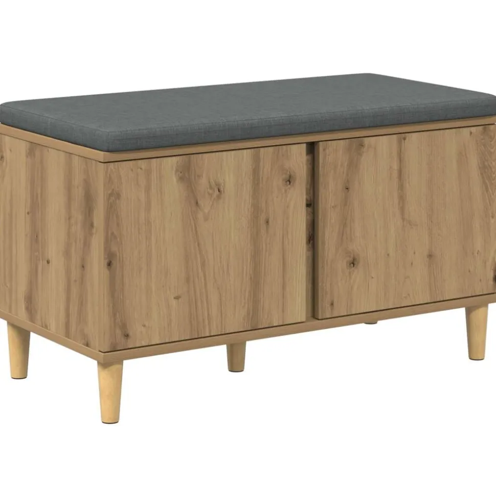vidaXL Halbank met kussen met opslag Artisan Eik 80 x 38 x 46 cm