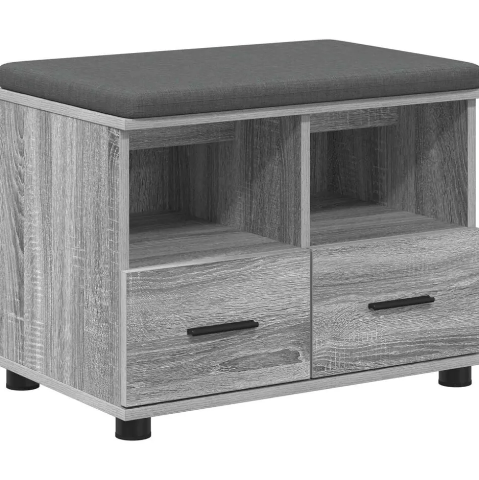 vidaXL Halbank met kussen met lade Grijze Sonoma 60 x 38 x 46 cm