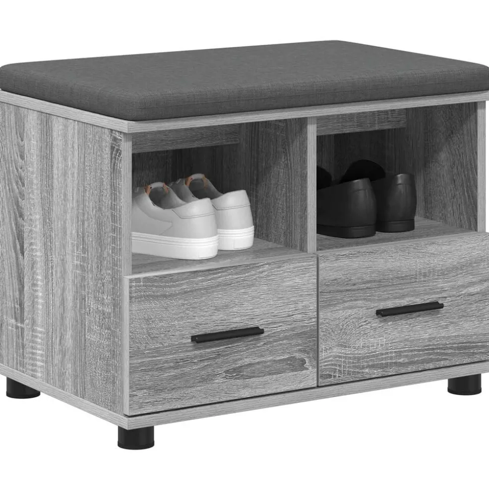 vidaXL Halbank met kussen met lade Grijze Sonoma 60 x 38 x 46 cm