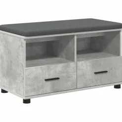 vidaXL Halbank met kussen met lade Beton Grijs 80 x 38 x 46 cm