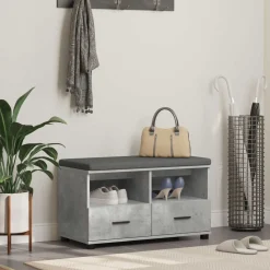 vidaXL Halbank met kussen met lade Beton Grijs 80 x 38 x 46 cm