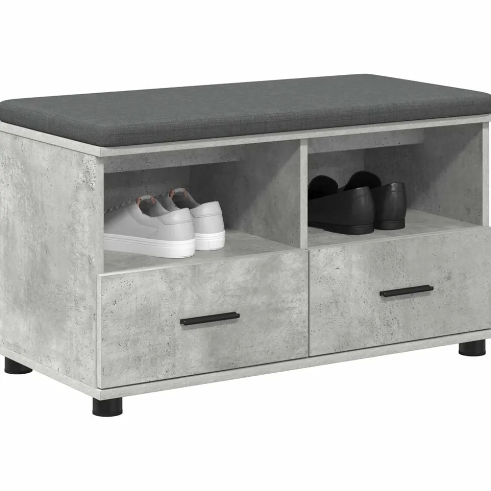 vidaXL Halbank met kussen met lade Beton Grijs 80 x 38 x 46 cm